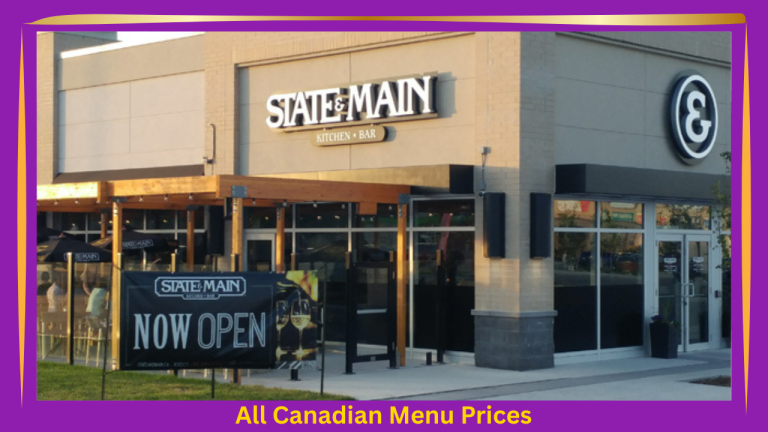 State & Main Menu With Prices In Canada