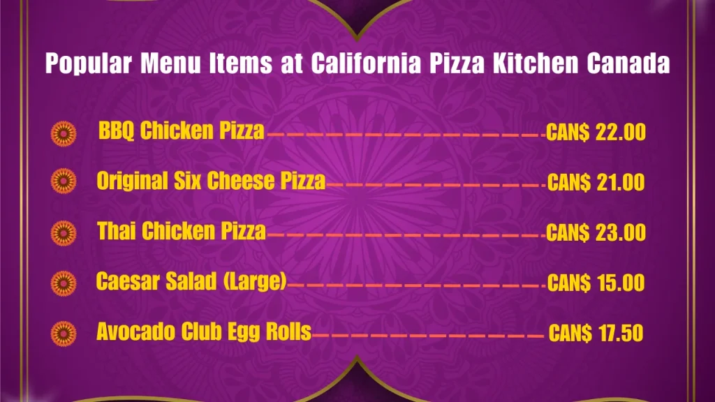 Popular Menu Items at California Pizza Kitchen Canada