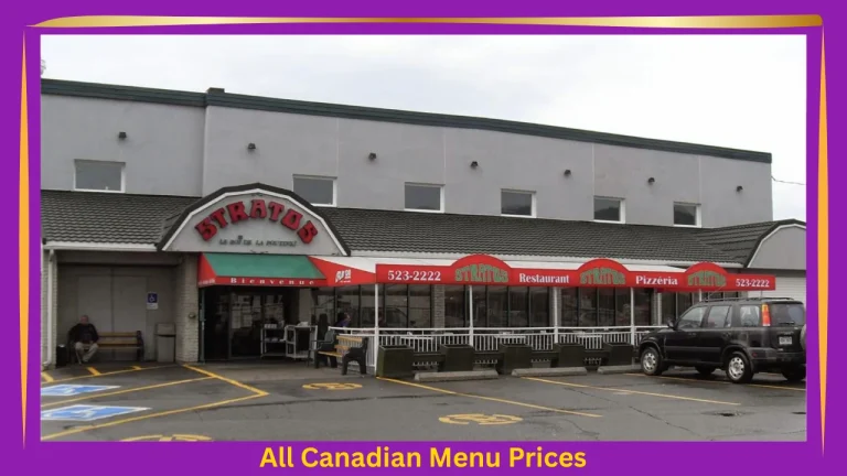 Stratos Pizzeria Menu With Prices In Canada