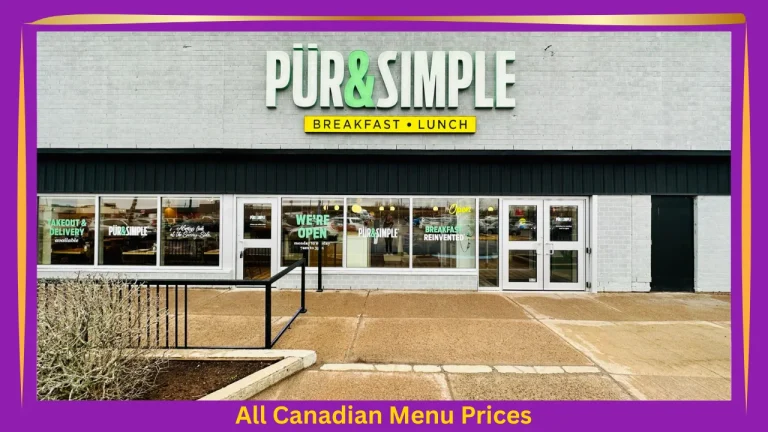 Pur & Simple Menu With Prices In Canada