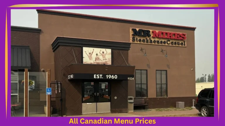 MR MIKES Menu With Prices In Canada