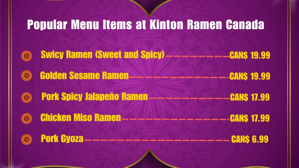 Most Popular Menu Items at Kinton Ramen in Canada