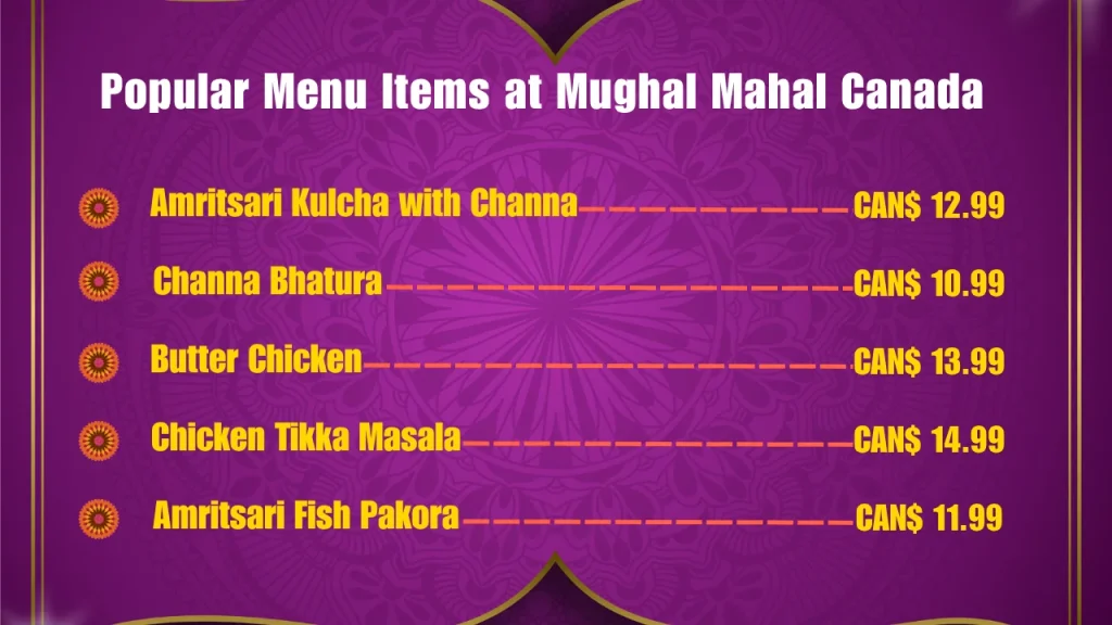 Most Popular Menu Items at Mughal Mahal in Canada