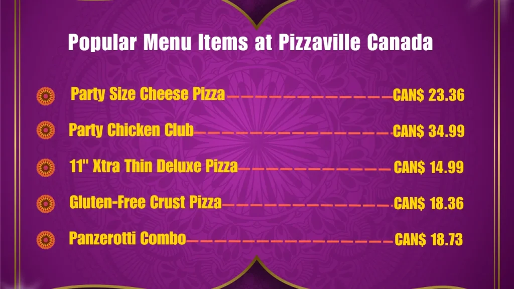 Most Popular Pizzaville Menu Items in Canada
