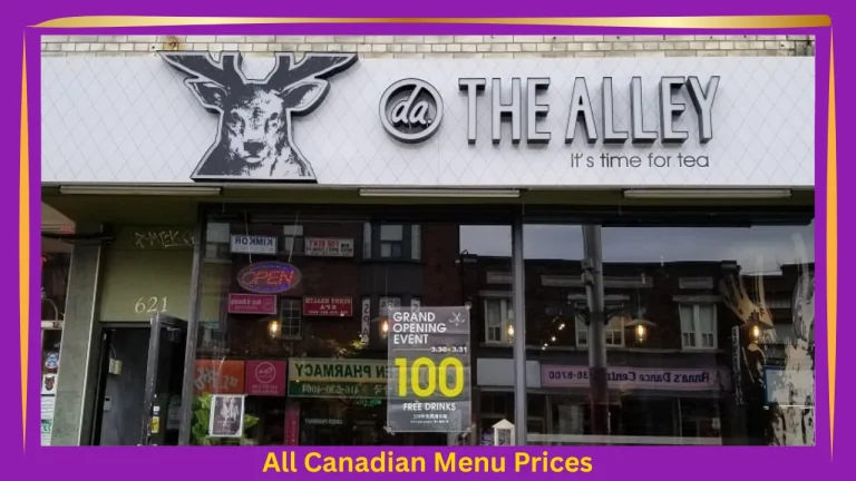The Alley Menu With Prices In Canada