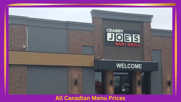 Crabby Joe's Menu Prices In Canada