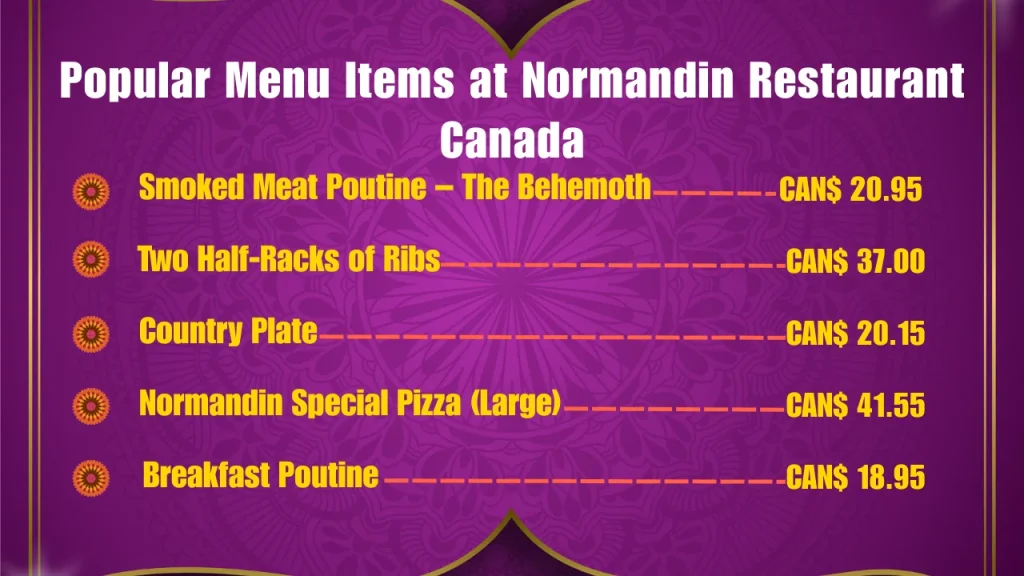 Restaurant Normandin Menu Prices In Canada 2 Most Popular Menu Items at Restaurant Normandin Canada